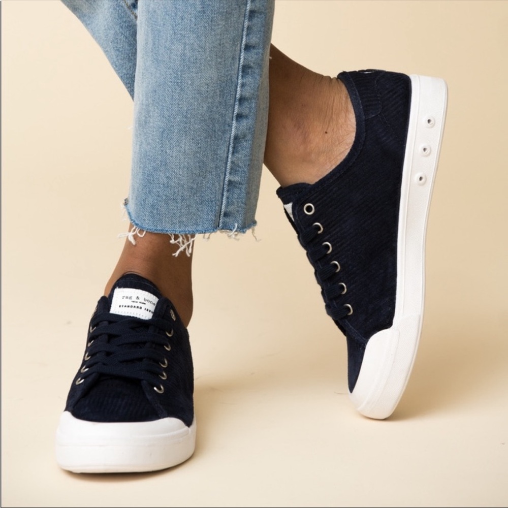 Rag & Bone Standard Issue Lace Up Navy Cord Sneakers